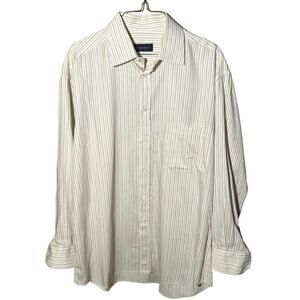 Canali white gold cream striped men’s dress shirt (42/16.5) long sleeve cotton